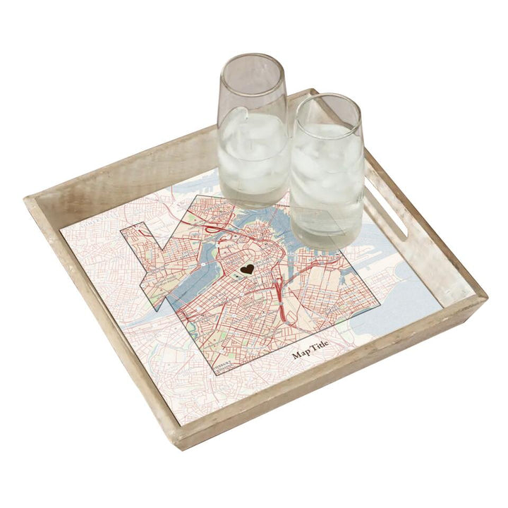 Home Is Where The Heart Is - Natural Tray and Coaster Gift Set