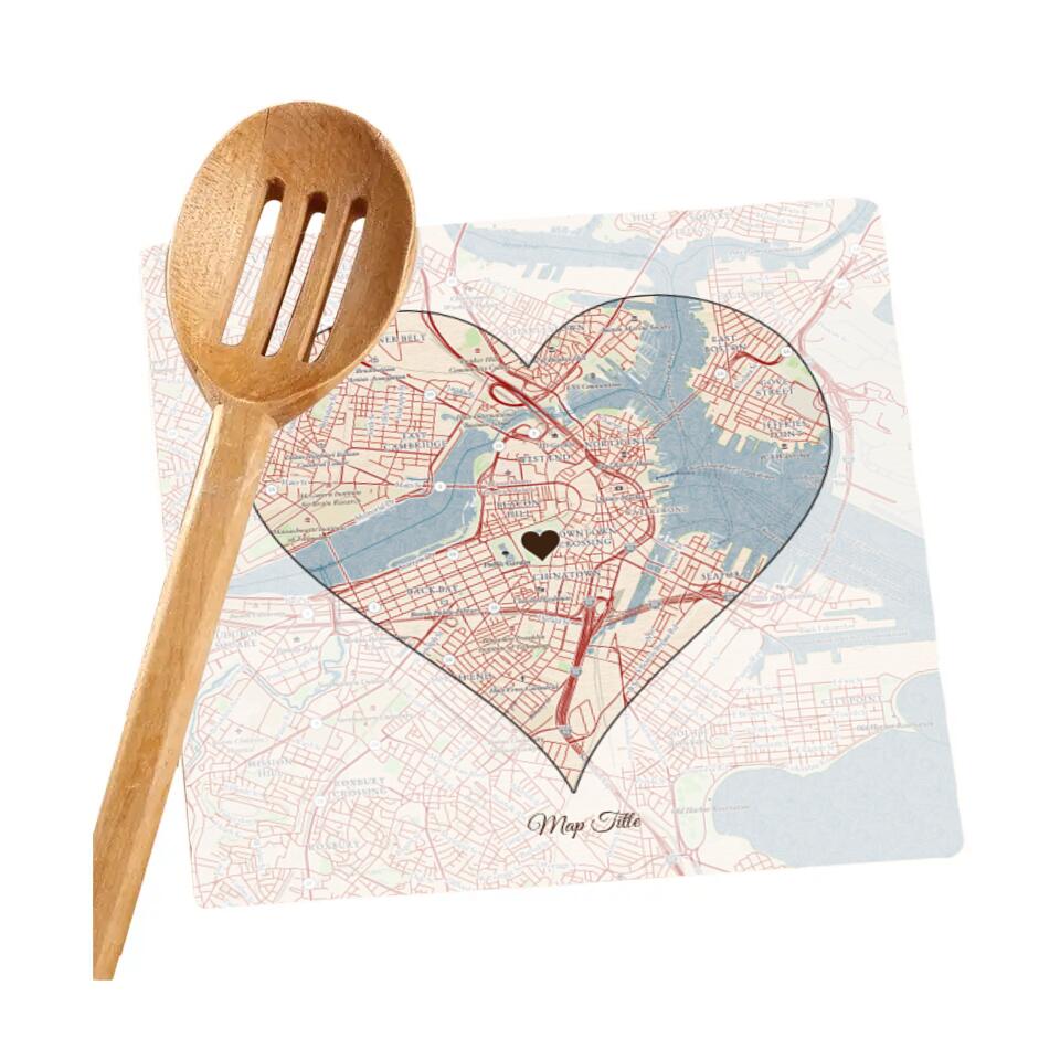 Heart Map w/ Live Preview - Marble Trivet