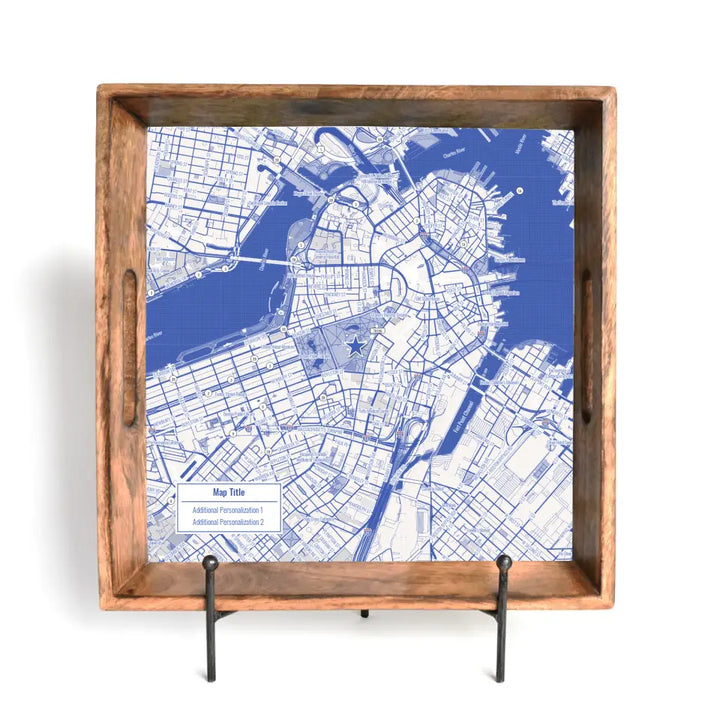 Blueprint Map w/ Live Preview - Burnt Tray and Coaster Gift Set