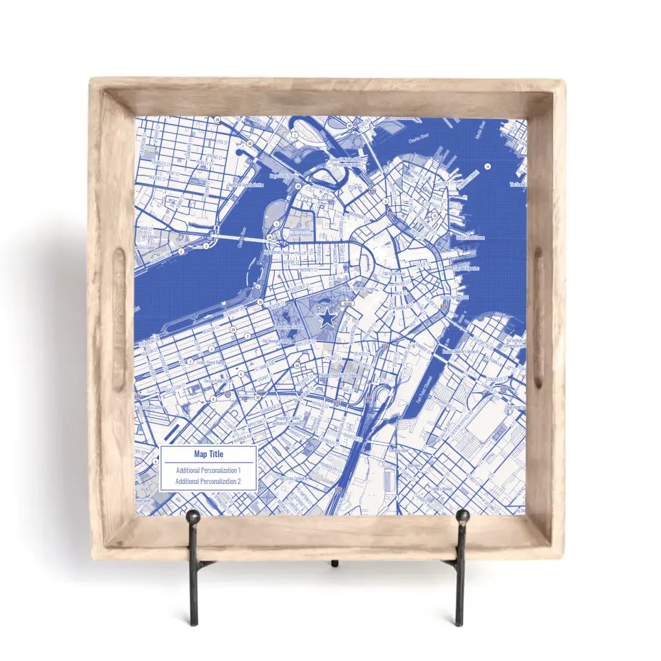 Blueprint Map w/ Live Preview - Burnt Wood Serving Tray