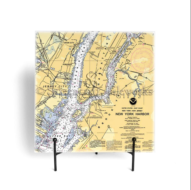 Personalized Nautical Chart Glass Prep and Serve Board