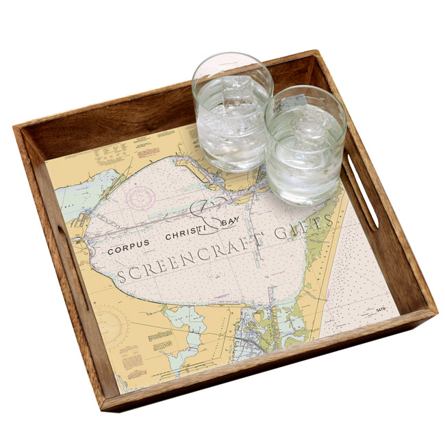 Corpus Christi Bay, TX - Wood Serving Tray