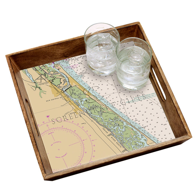 New Smyrna Beach, FL - Wood Serving Tray