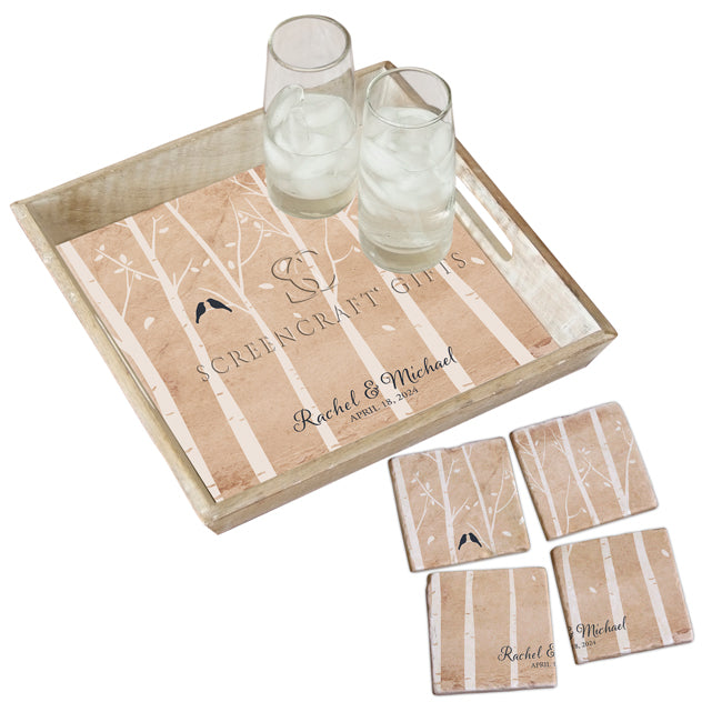 Anniversary Tray & Coaster Gift Set - Personalized