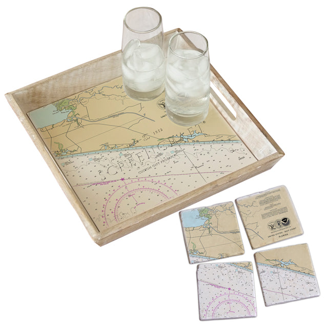 Inlet Beach, FL Tray & Coaster Gift Set