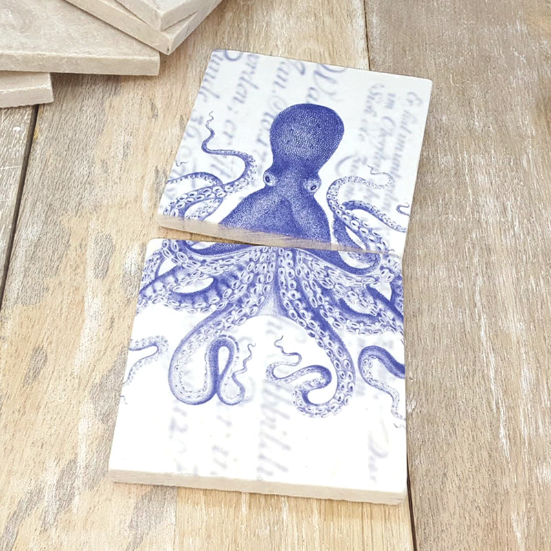 Blue Octopus - 2 piece coaster set