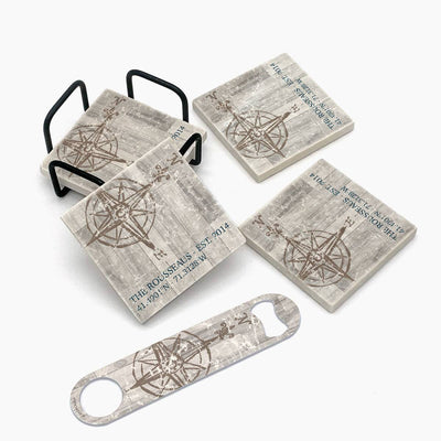 Custom Coordinates Marble Coaster Gift Set