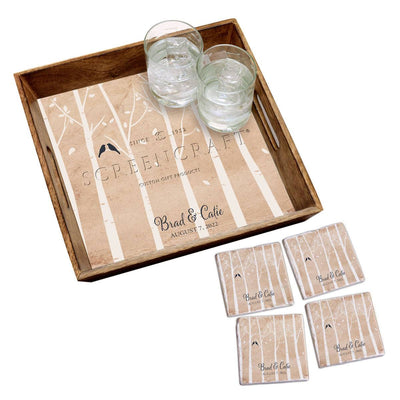 Anniversary Tray & Coaster Gift Set - Personalized