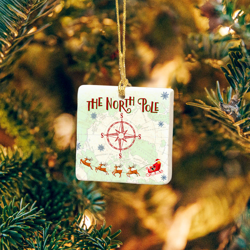North Pole Map Marble Ornament