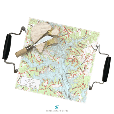 Your Neighborhood 12'' Map Glass Prep & Serve Board