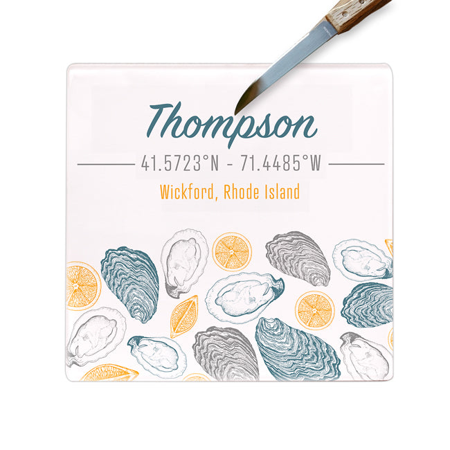 Lemon & Oysters Glass Cutting Board - Personalized