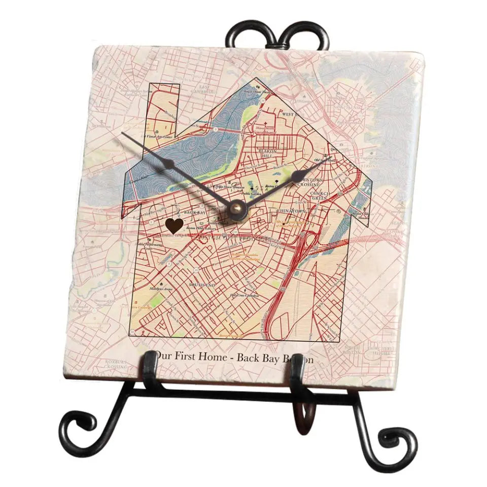 House Map w/ Live Preview - Marble Desk Clock