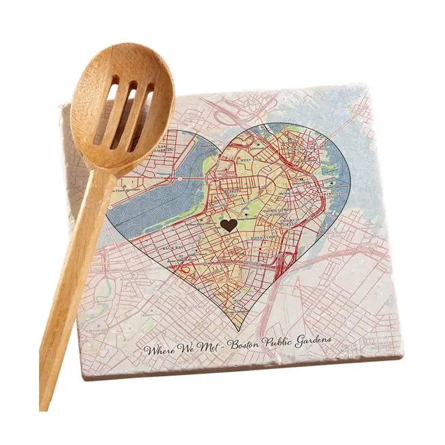 Heart Map w/ Live Preview - Marble Trivet