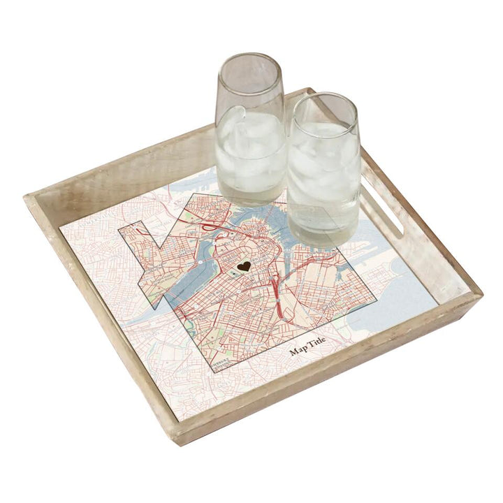 House Map w/ Live Preview - Burnt Tray and Coaster Gift Set