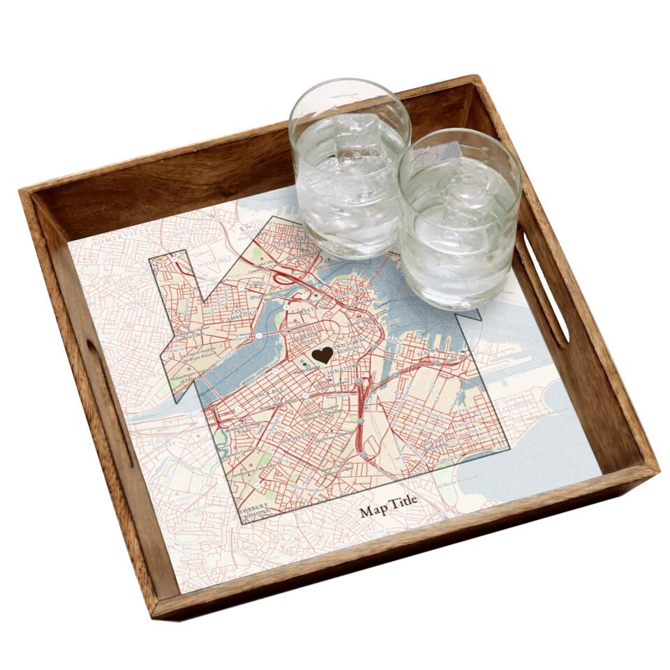 House Map w/ Live Preview - Natural Wood Serving Tray